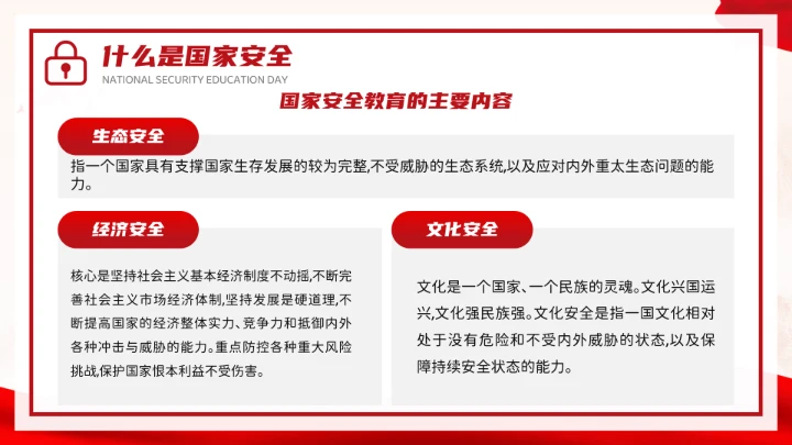 红色党政风国家安全你我有责全民国家安全教育日介绍宣传PPT模板