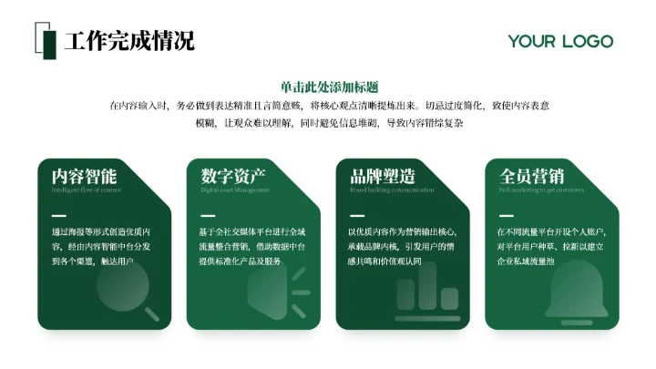 绿色简约极简风汇报PPT模板