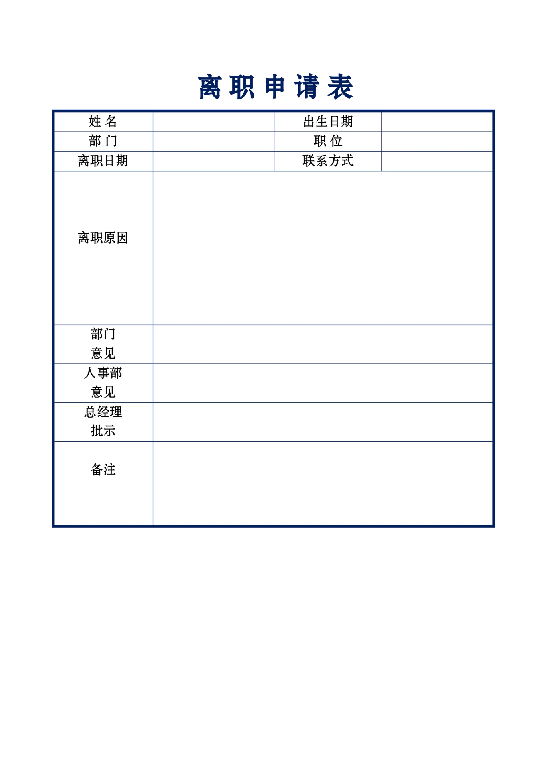 离职申请书离职管理