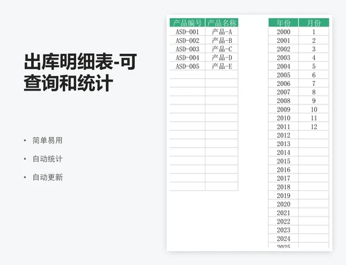 出库明细表-可查询和统计