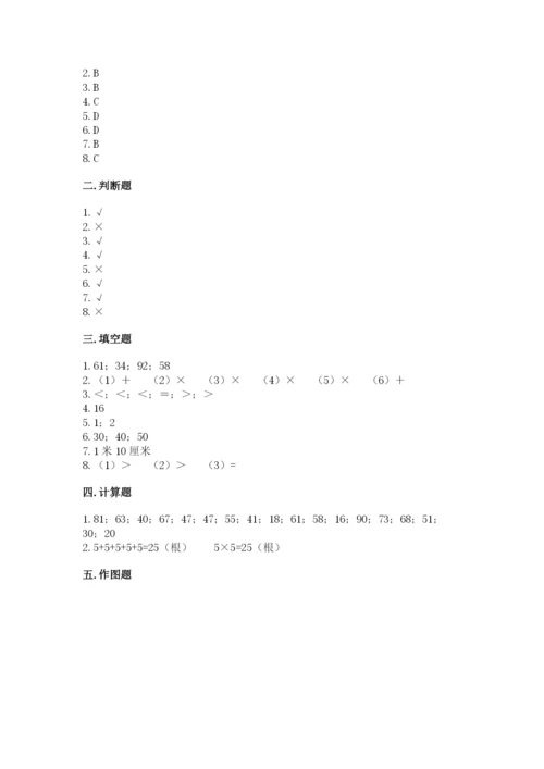 小学二年级上册数学期中测试卷【精练】.docx