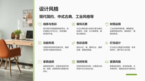 绿色商务风室内设计灵感与提案PPT模板