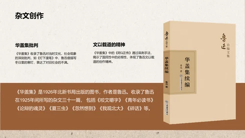 橙色复古风鲁迅-现代文学的奠基人之一PPT模板