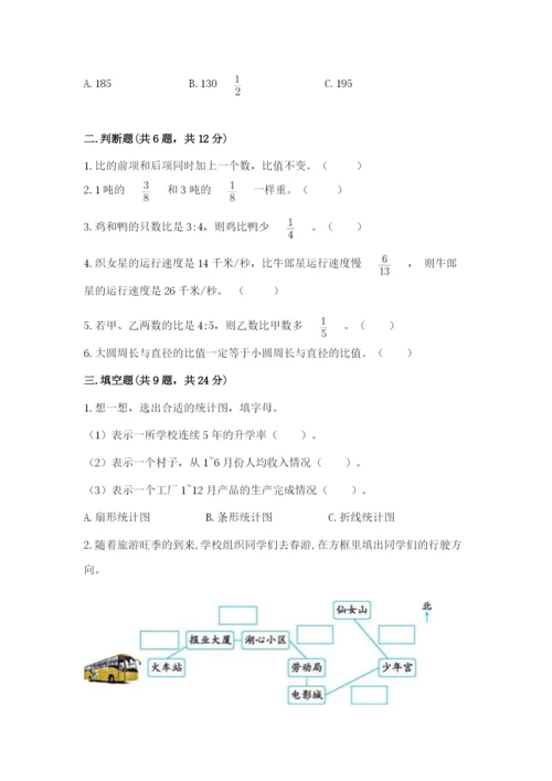 小学六年级上册数学期末测试卷及参考答案（培优）.docx