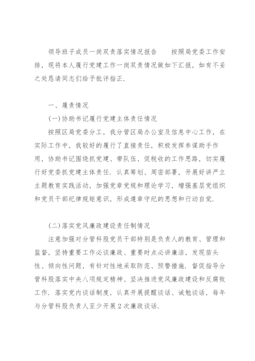 领导班子成员一岗双责落实情况报告.docx