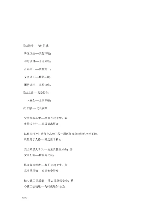 施工现场标语大全DOC35页
