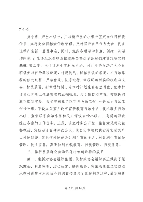 推进基层群众自治示范村创建工汇报.docx
