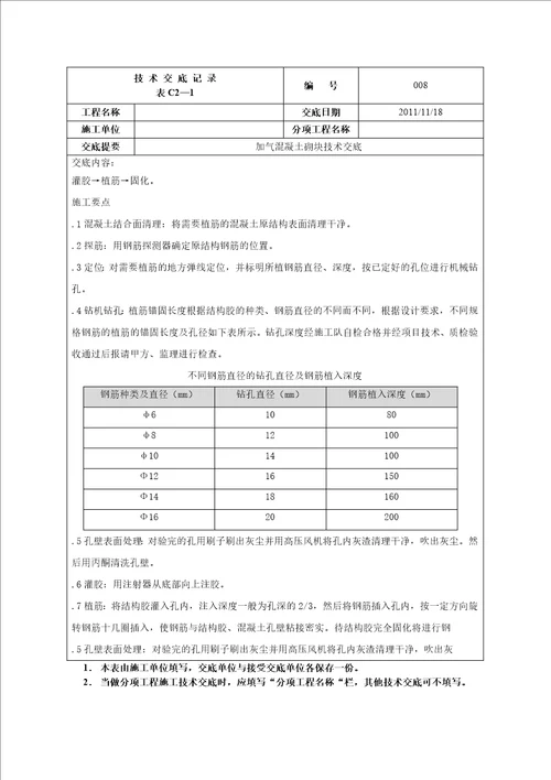 加气混凝土砌块填充墙技术交底