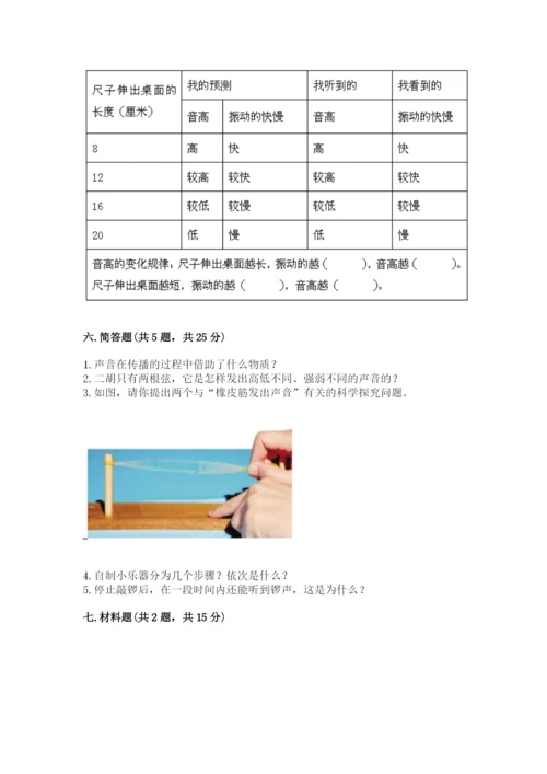 教科版四年级上册科学第一单元《声音》测试卷附完整答案【网校专用】.docx