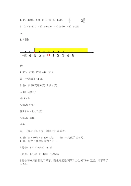 小学六年级数学摸底考试题精品加答案.docx