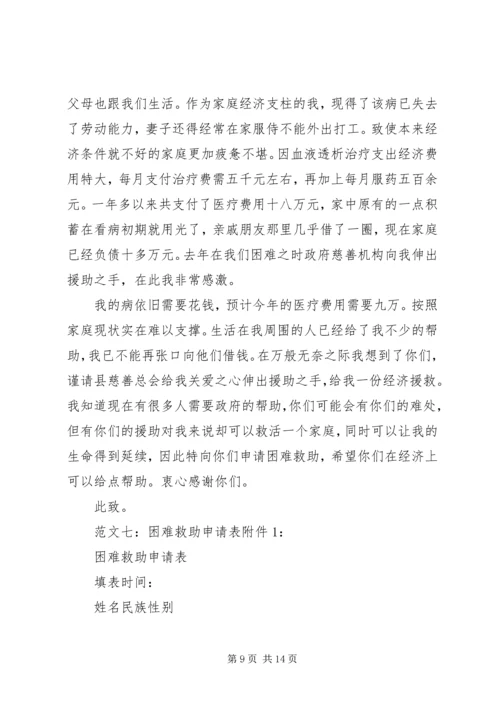 困难救助申请报告.docx