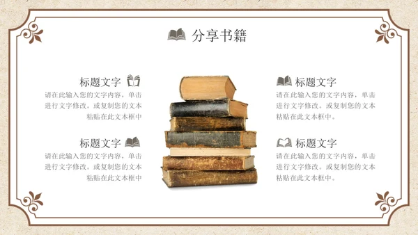 褐色复古风读书分享PPT模板