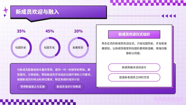 紫色潮流风招新计划校园社团招新指南PPT模板