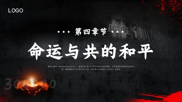 深色简约南京大屠杀PPT模板宣传PPT动态PPT国家公祭日