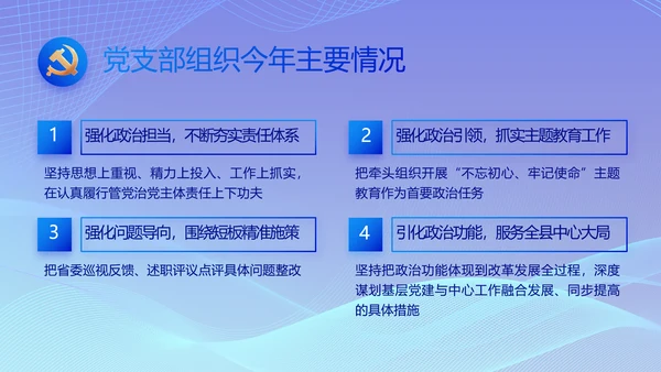 蓝色大气党建党支部工作总结汇报计划PPT党课