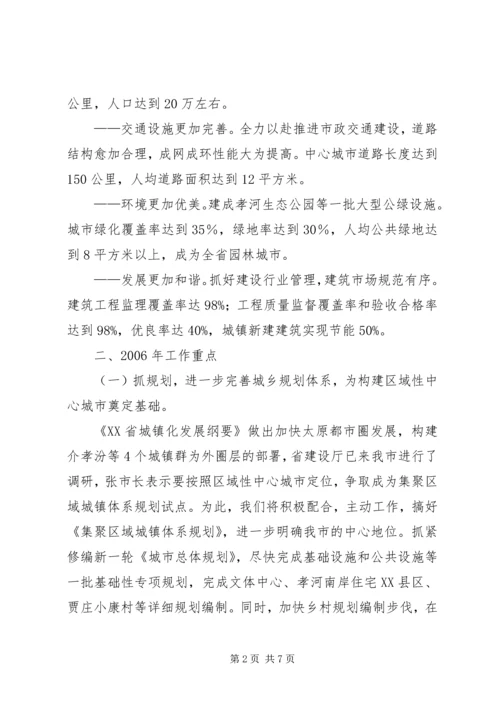 城建局贯彻落实市委工作会议精神工作汇报 (2).docx