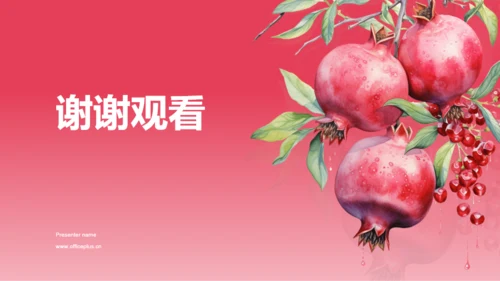 红色水彩中国传统配色石榴红介绍PPT模板