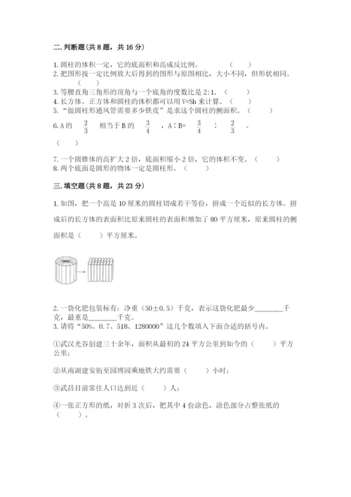 人教版六年级下册数学期末测试卷含答案【巩固】.docx