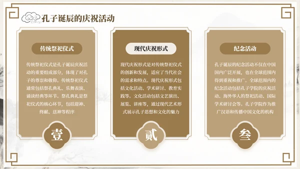 褐色中国风孔子诞辰文化宣传PPT模板