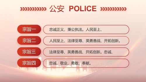 红色大气公安警察训词工作总结PPT
