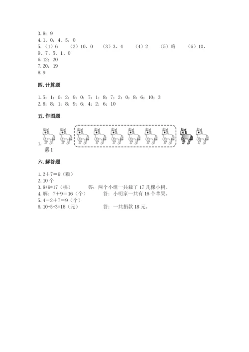 小学数学试卷一年级上册数学期末测试卷有解析答案.docx