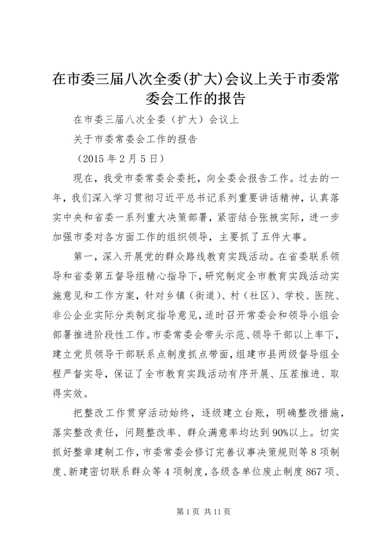 在市委三届八次全委(扩大)会议上关于市委常委会工作的报告.docx