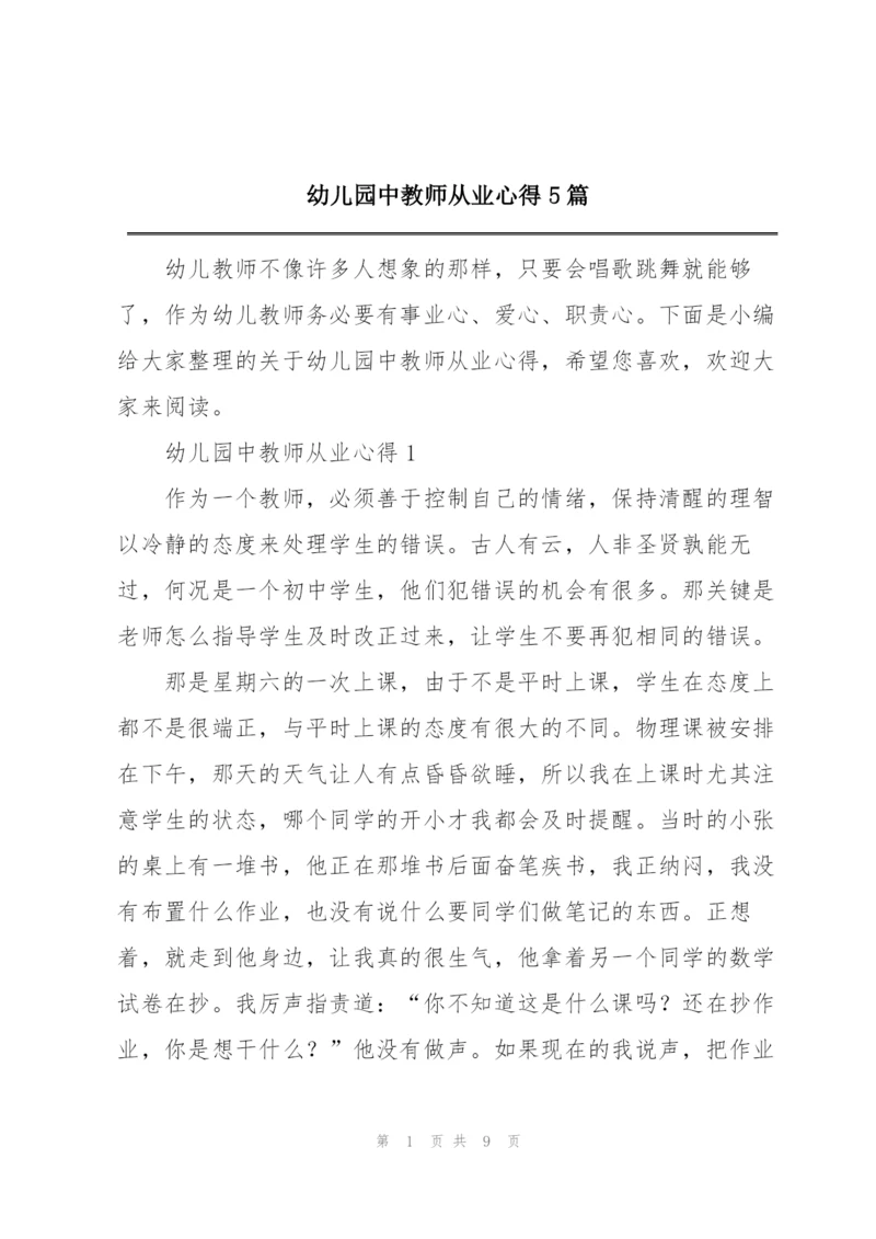 幼儿园中教师从业心得5篇.docx