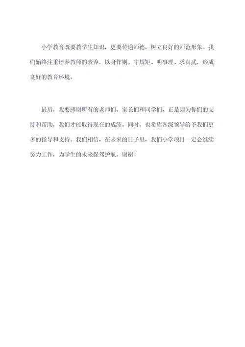 小学项目副校长述职报告