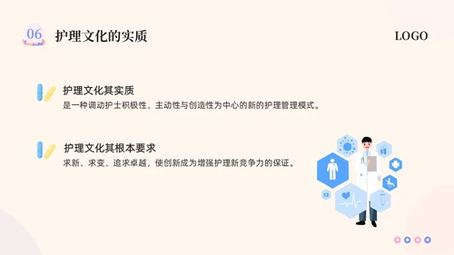 粉紫插画护理团队与文化建设PPT模板宣传PPT动态PPT团团队建设