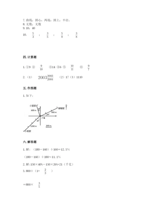 2022六年级上册数学期末考试试卷加答案解析.docx