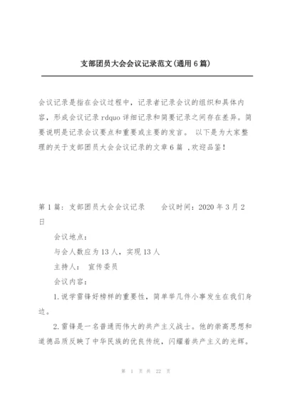 支部团员大会会议记录范文(通用6篇).docx