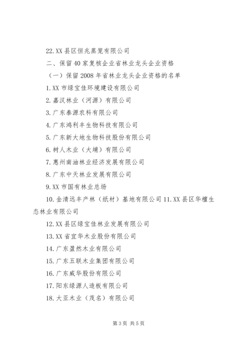 关于XX年XX省林业龙头企业 (2).docx