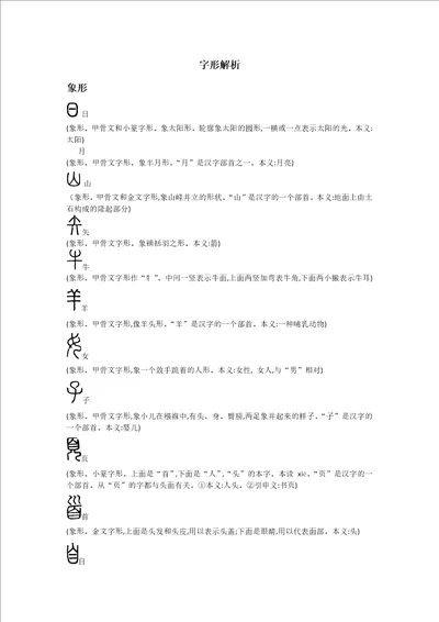 王力古汉语重点字形解析