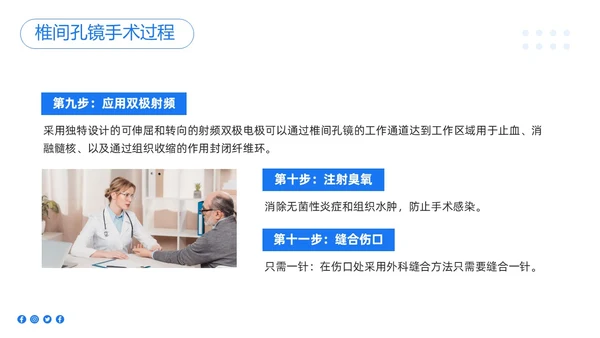 蓝色简约椎间孔镜术后护理PPT模板宣传PPT动态PPT