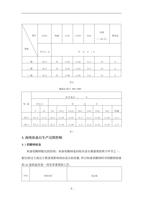 高纯冰晶石生产工艺探析及过程控制--毕业论文设计.docx