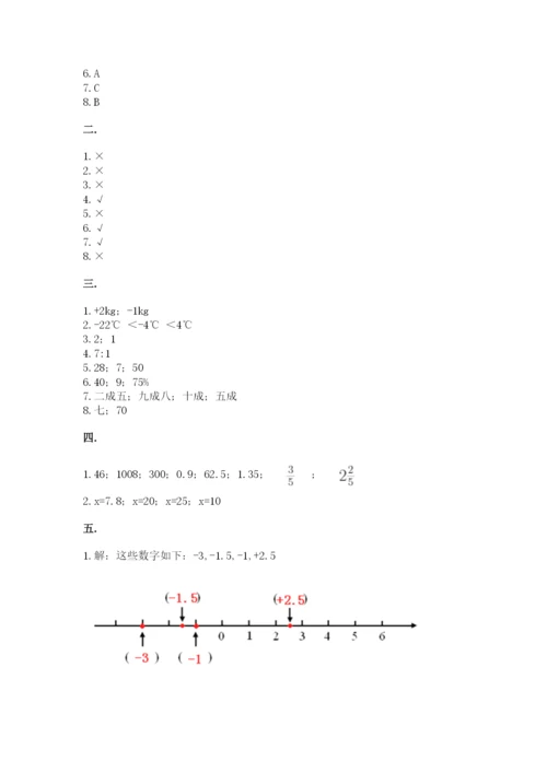 青岛版六年级数学下册期末测试题附参考答案（研优卷）.docx