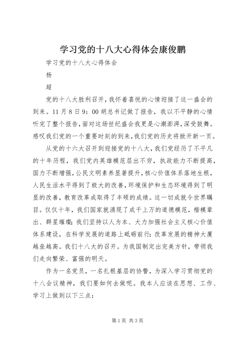 学习党的十八大心得体会康俊鹏.docx