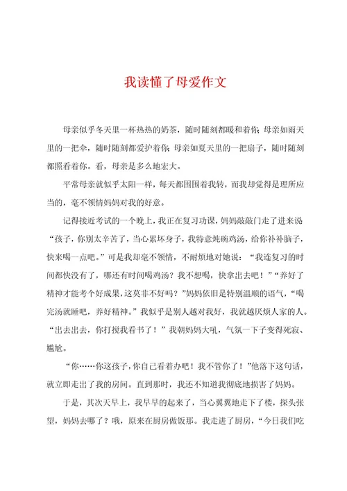 我读懂了母爱作文