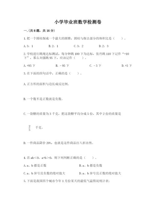 小学毕业班数学检测卷附参考答案【预热题】.docx