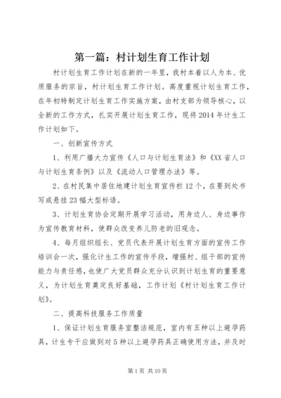 第一篇：村计划生育工作计划.docx