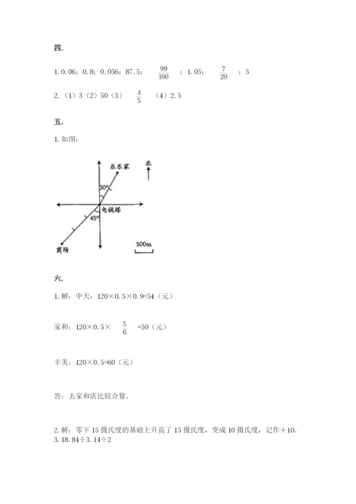 小学六年级数学摸底考试题及一套参考答案.docx