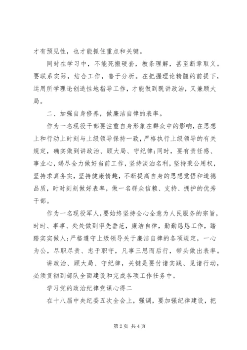 学习党的政治纪律党课心得.docx