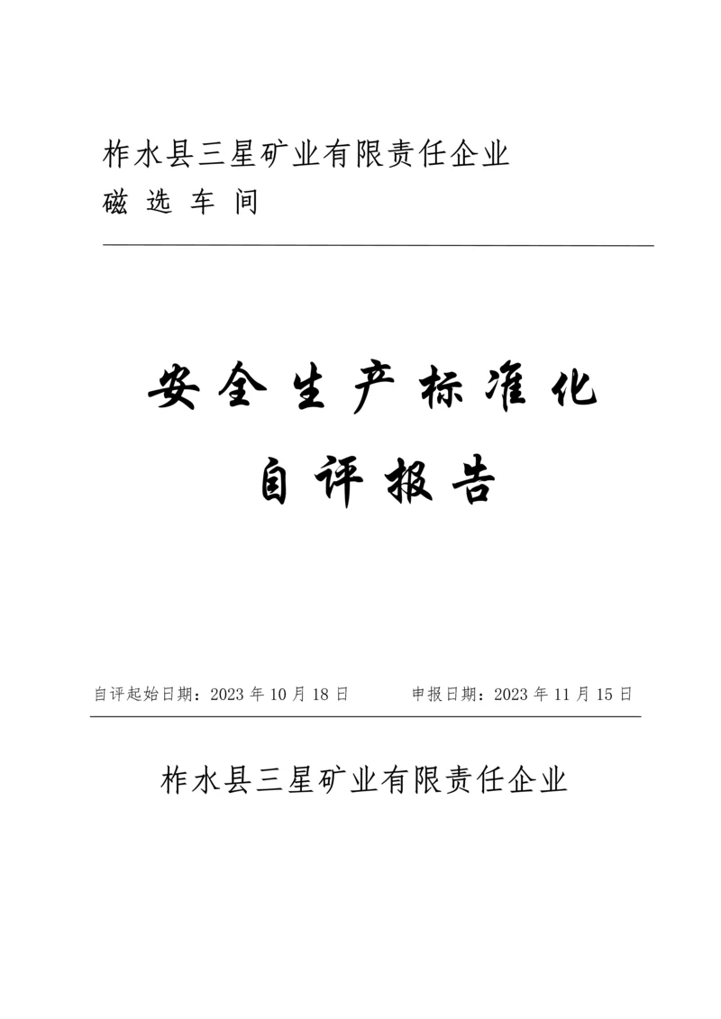 矿业公司安全生产标准化自评报告.docx