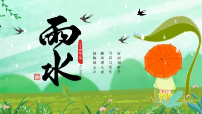 雨水节气小孩背景通用PPT课件