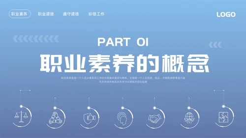 蓝色简约职业道德与职业素养PPT模板宣传PPT动态PPT