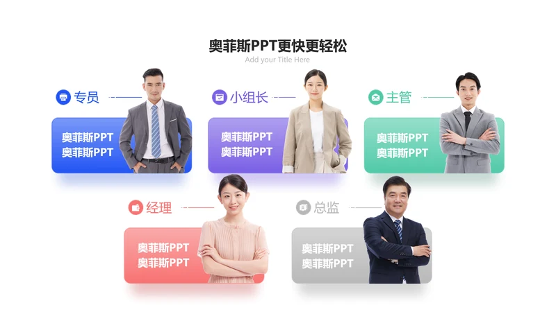 商务风并列关系5项PPT图文页