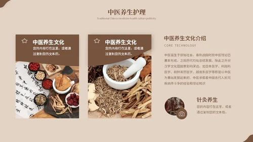 复古风中医养生艾灸中药中医护理培训PPT模板