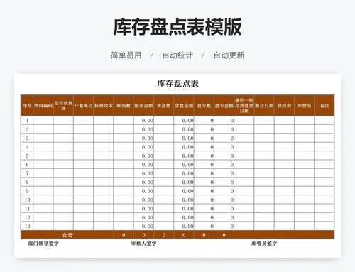 库存盘点表模版