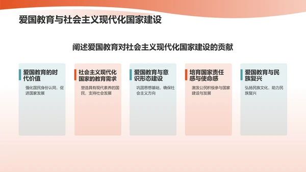 红色插画风爱国教育PPT模板