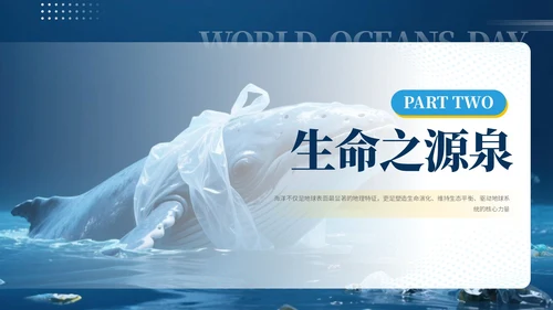蓝色系简约风世界海洋日PPT模版